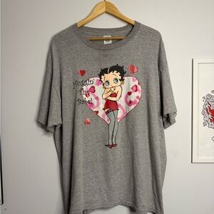 Vintage Betty Boop Huggin the Babe Y2K Grey T-shirt XL